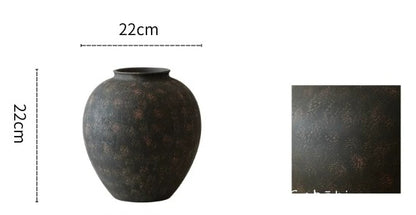Gohobi Wabi-Sabi Japanese Style Large Black Sand Vase – Handmade Floor Standing Ceramic Flower Vase