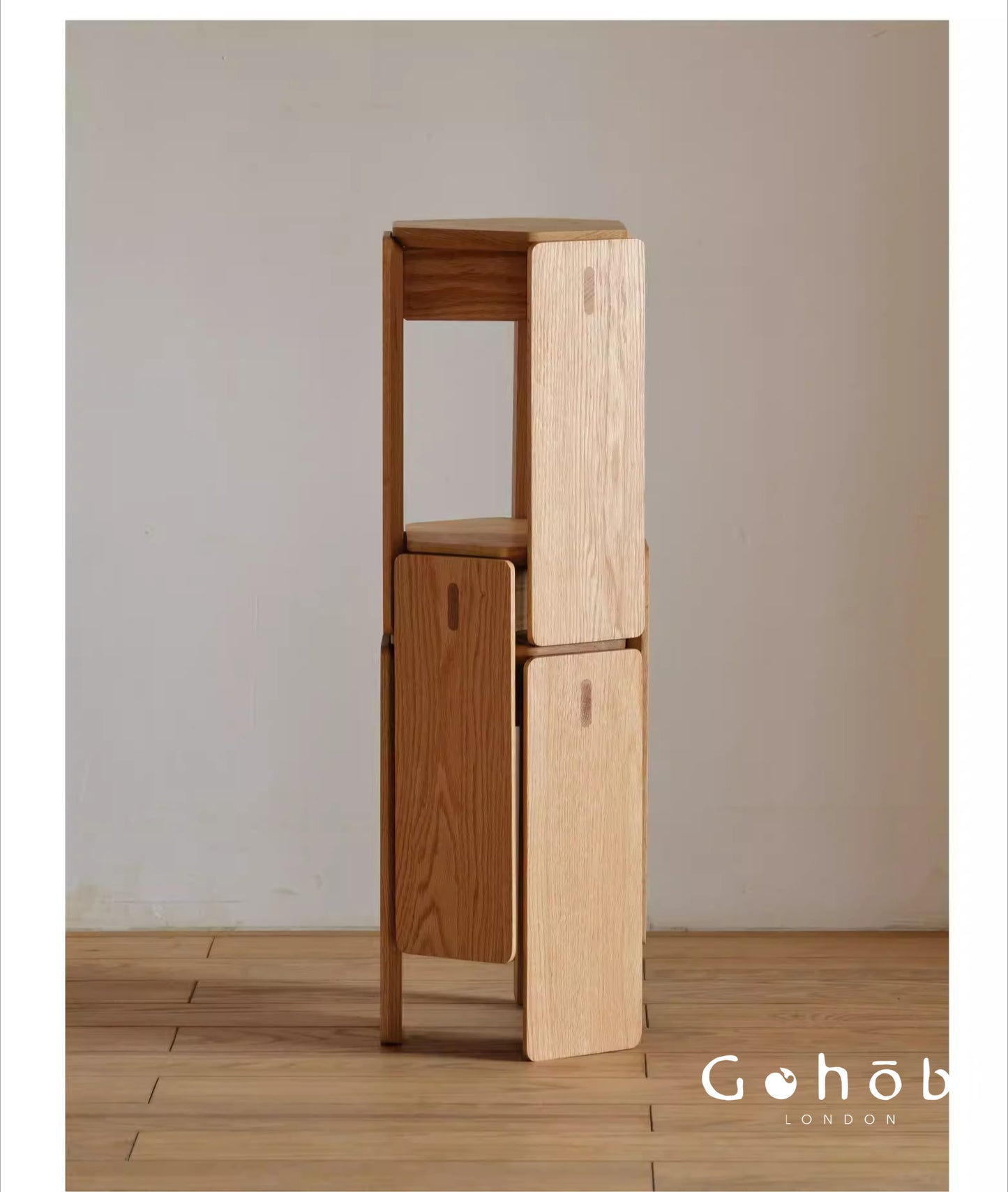 Gohobi Handmade Solid Wood Square Stool – Stackable Wooden Dining Stool Makeup Chair | FSC Certified Furniture, household makeup stool, Chinese square stool can be stacked dining table stool