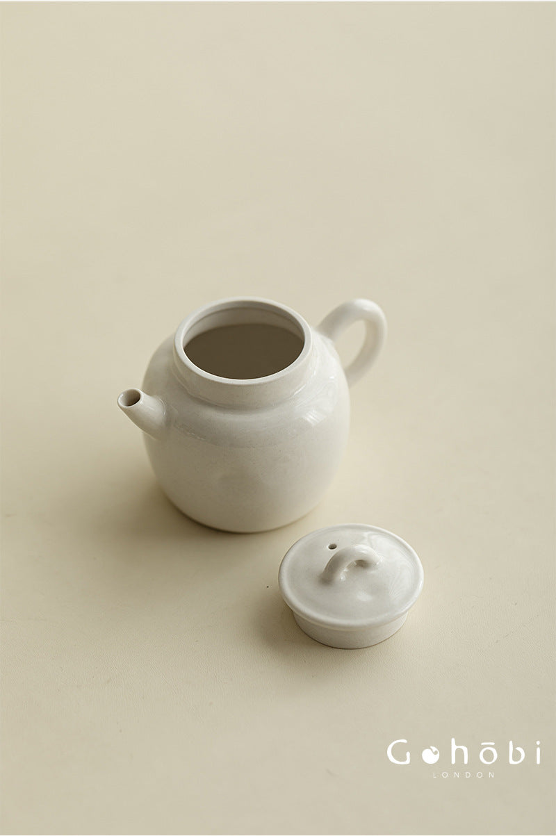 Gohobi Wood Ash Glaze Vessel Teapot – Handmade Ceramic Gongfu Tea Pot with Ball Filter