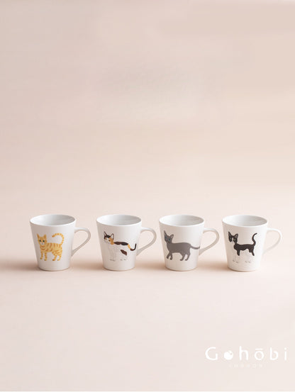 Gohobi Japanese Minoyaki Cute Cat Ceramic Mug [Made in Japan]
