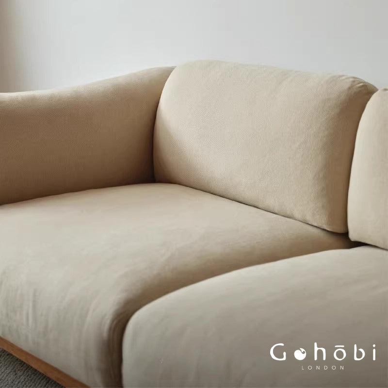 Gohobi Nordic Solid Wood Fabric Sofa – Handmade Double Sofa for Living Room or Small Apartment | FSC Certified Furniture