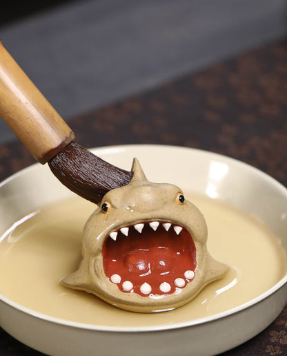 Gohobi Handmade Ceramic YiXing Clay Shark Fish Ornament Tea pet