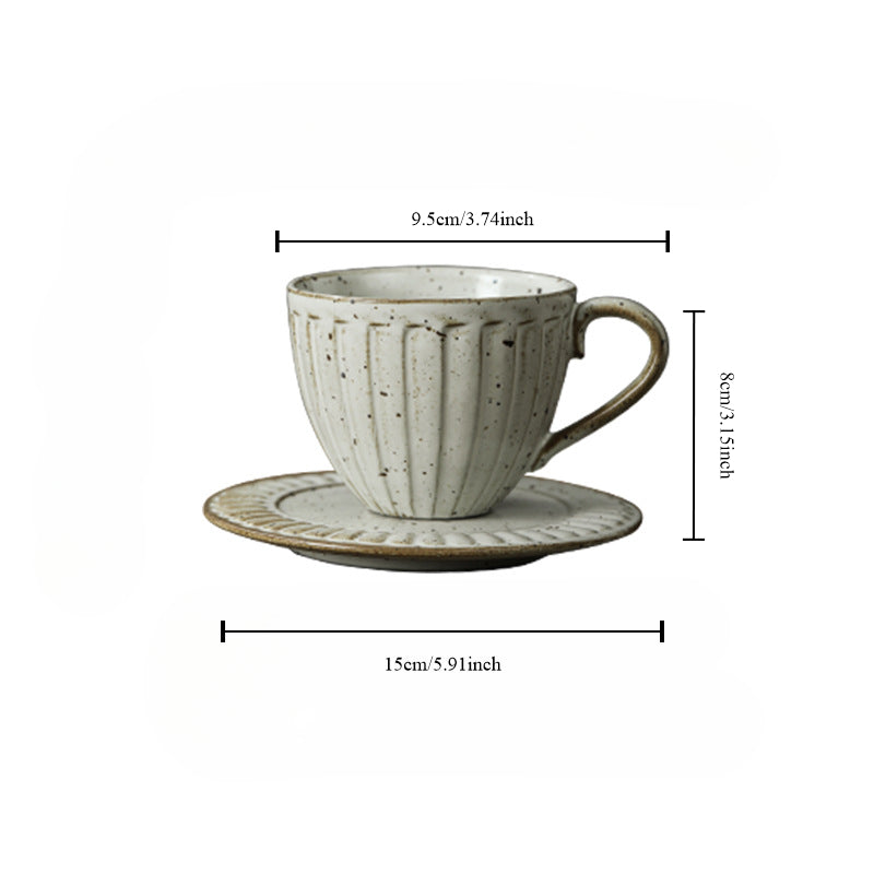 Gohobi Handmade Vintage Stoneware Coffee Mug and Saucer Set