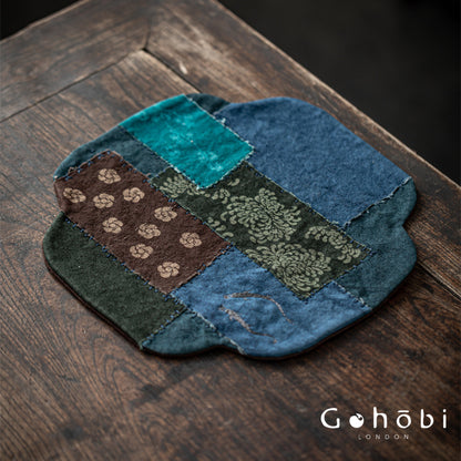 Gohobi Persimmon Dyed Tea Tray Mat – Handmade Double-Sided Tea Cloth Pot Placemat