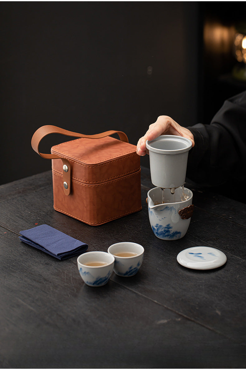 Gohobi Hand-painted Travel Teapot Gaiwan Set