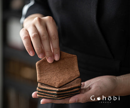 Gohobi Grass and Wood Tie-Dye Tea Coaster – Handmade Fabric Cup Holder Heat Insulation Pad