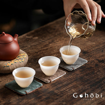 Gohobi Japanese Style Tea Coaster – Retro Fabric Tea Cup Mat for Tea Ceremony