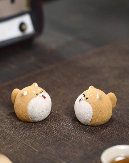 Gohobi Yixing Purple Clay Shiba Inu Tea Pet – Handmade Zodiac Dog Ornament