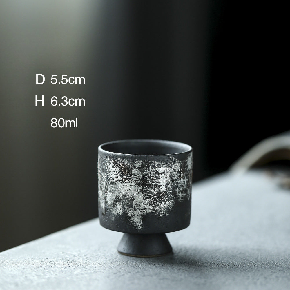 Gohobi Handmade Ceramic Silver Brushing Tea Cup