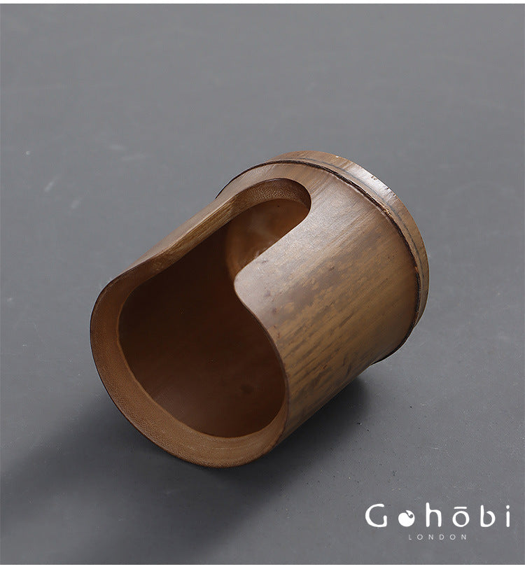 Gohobi Bamboo Woven Tea Cup Holder Basket – Zen Style Tea Set Storage Tube & Chopstick Basket