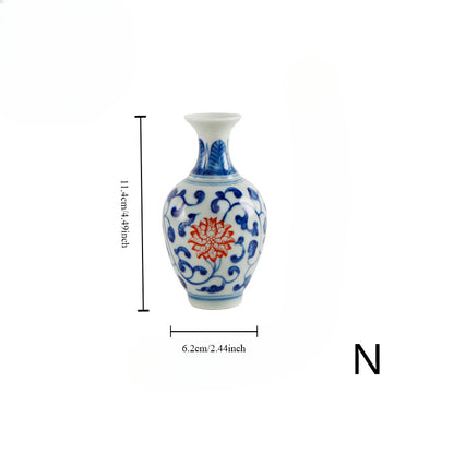 Gohobi Hand-painted Blue and White Porcelain Vase (Red Flowers)