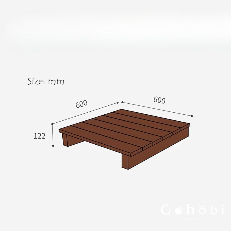 Gohobi Handmade Solid Wood Tatami Floor Platform – Japanese Style Red Oak & Black Walnut Bay Window Seating | FSC Certified Furniture