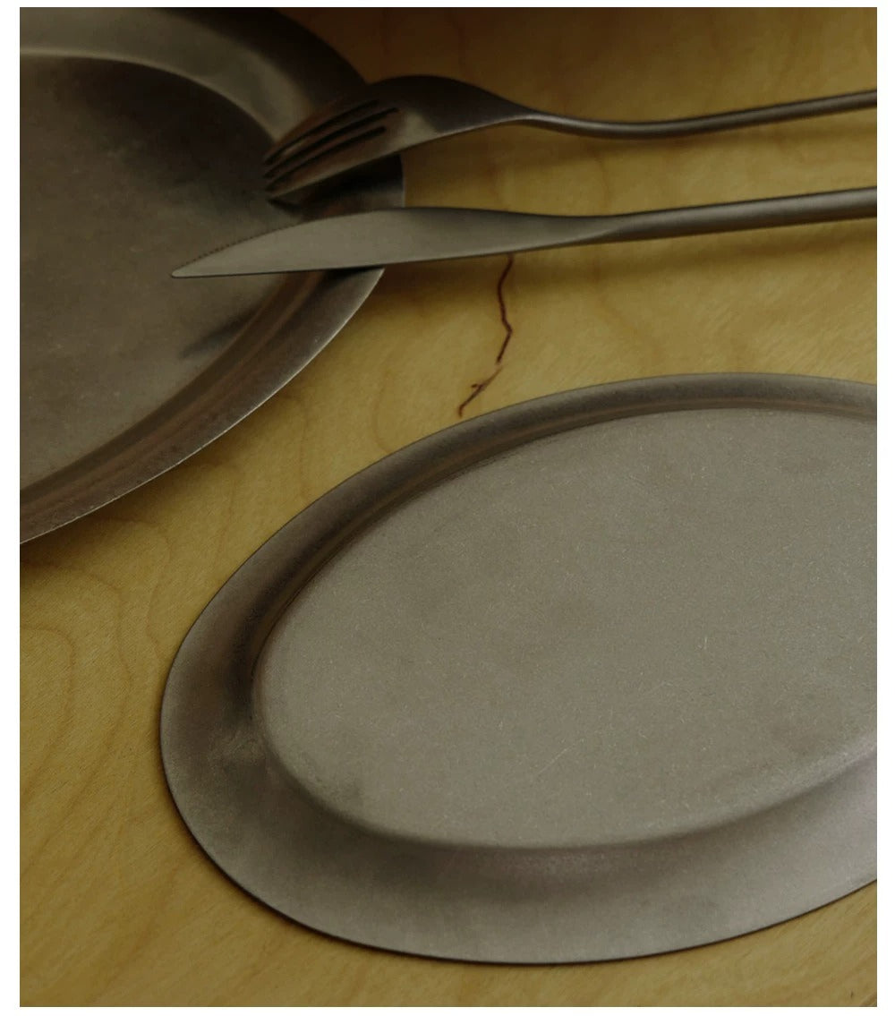 Gohobi Vintage-Style 304 Stainless Steel Oval Plate