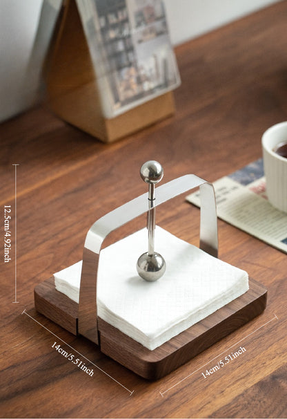 Gohobi Premium Solid Wood & Stainless Steel Tissue Holder