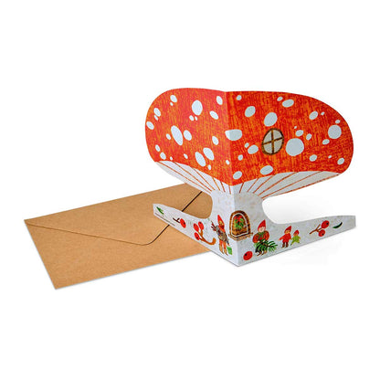 Mortlake Papers Snowy Mushroom Card | Christmas Card | Toadstool Card | Greeting Card [Made in the UK]