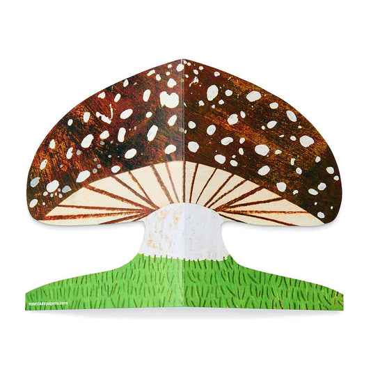Mortlake Papers Brown Mushroom Shaped Greeting Card [Made in the UK]