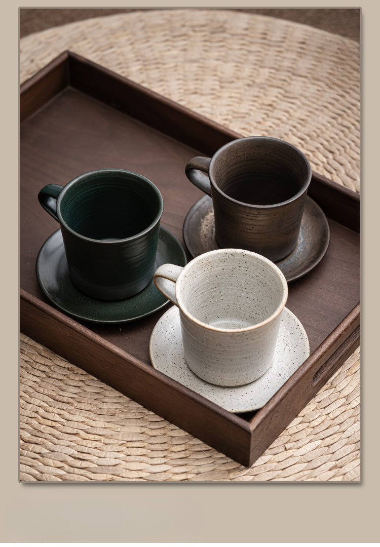 Gohobi Japanese Style Ceramic Coffee Mug with Saucer Set 002