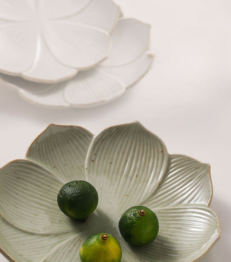 Gohobi Ceramic Lotus Plate Teapot Tray