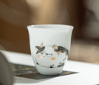 Gohobi White Jade Clay Chinese Zodiac Gongfu Tea Cup – Personal Ceramic Master Cup for Home Use and Gift