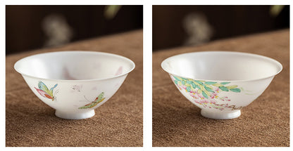 Gohobi Hand-painted Jade White Floral Porcelain Tea Cup