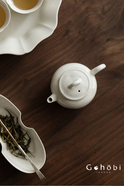 Gohobi Wood Ash Glaze Vessel Teapot – Handmade Ceramic Gongfu Tea Pot with Ball Filter