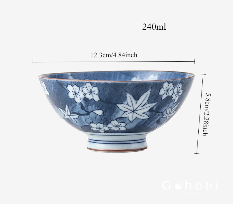 Gohobi Japanese Ancient Dyed Blue Rice Bowl – Minoya Porcelain Tableware [Made in Japan]
