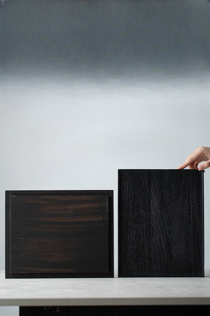 Gohobi Japanese-style Wabi-Sabi Rectangular Wooden Black Tray 005