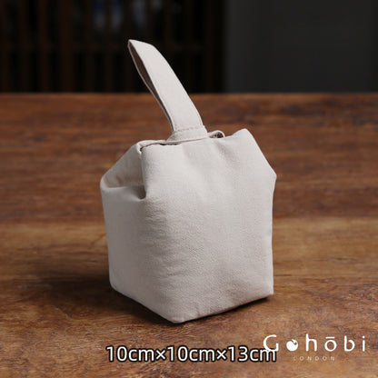 Gohobi Classic Travel Teaware Bag – Plain Cotton Tea Set Storage & Outdoor Carry Case