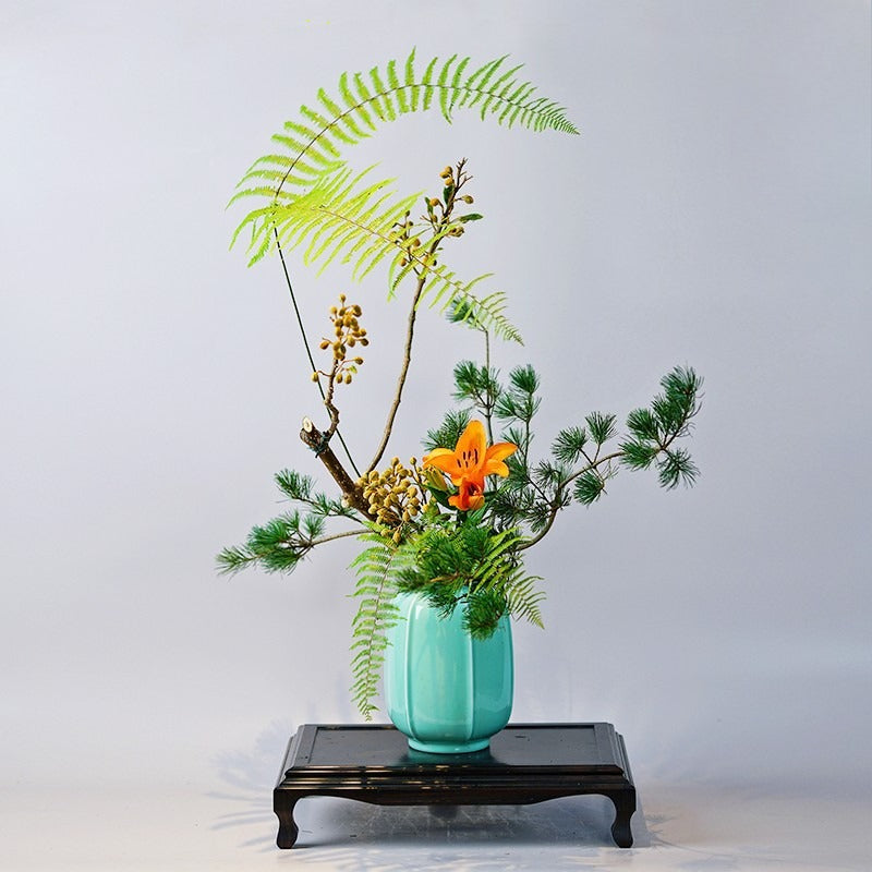 Gohobi Celadon Ikebana Vase – Japanese Style Ceramic Flower Arrangement Vessel