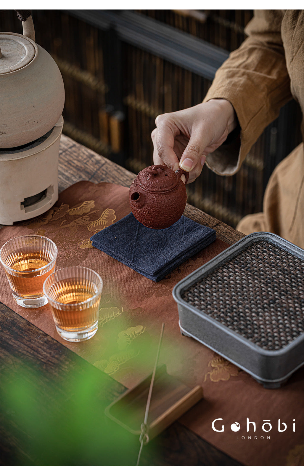 Gohobi Zen Ramie Tea Towel – Absorbent Tea Cloth for Gongfu Tea Table and Teapot