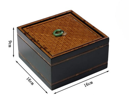 Gohobi Xiangfei Bamboo Storage Box – Embroidered Bamboo Jewellery and Sewing Storage Case