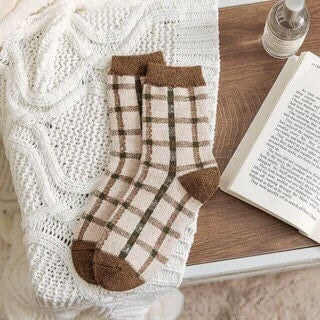 Floral wool socks Women Winter Socks gift wool flowers floral Korean Japanese green