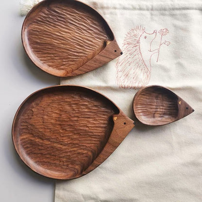 Gohobi Walnut Hedgehog Shape Tray