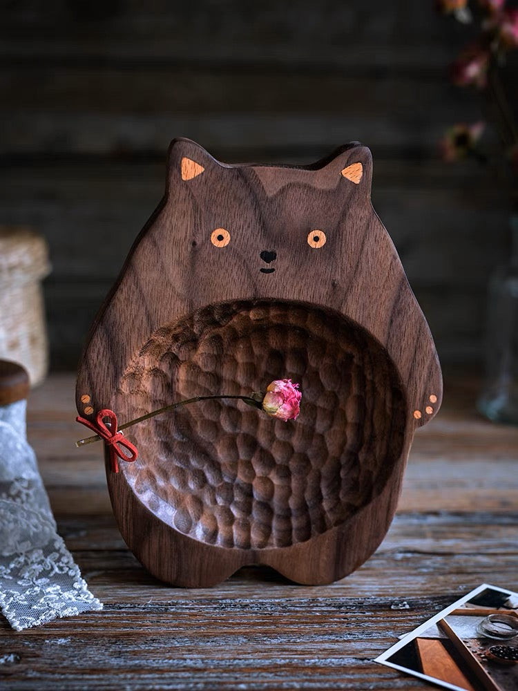 Gohobi Walnut Cat Shape Tray