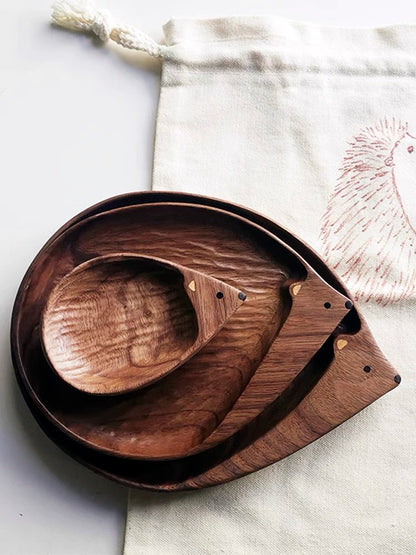 Gohobi Walnut Hedgehog Shape Tray