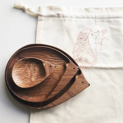 Gohobi Walnut Hedgehog Shape Tray