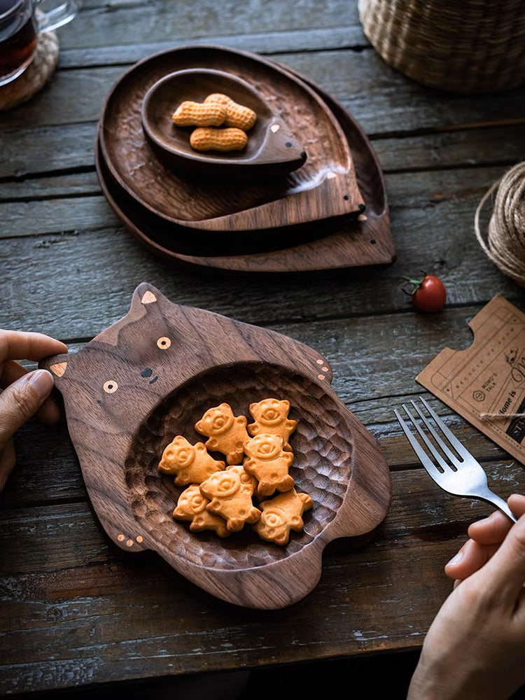 Gohobi Walnut Cat Shape Tray