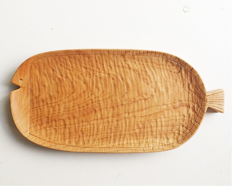 Gohobi Cherry Wood Long Fish Shape Tray