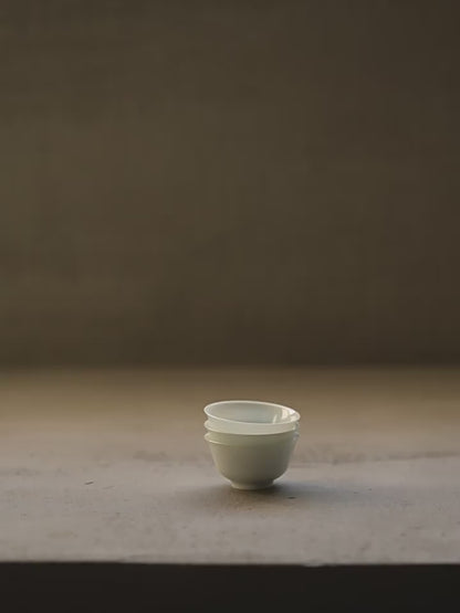 [賦山敘 x Gohobi] A Set of 3 Jingdezhen Jade White Standard Testing Cups 35ml