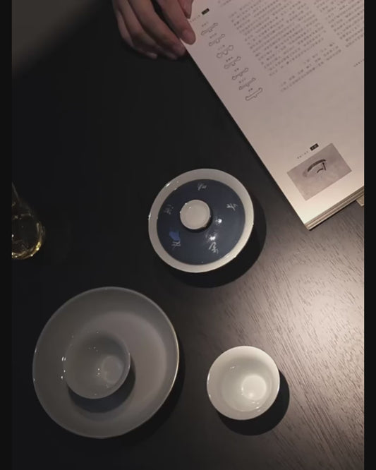 [賦山敘 x Gohobi] Splash-Blue Gaiwan Collection – Single Handmade Jingdezhen Ceramic Gongfu Tea Bowl