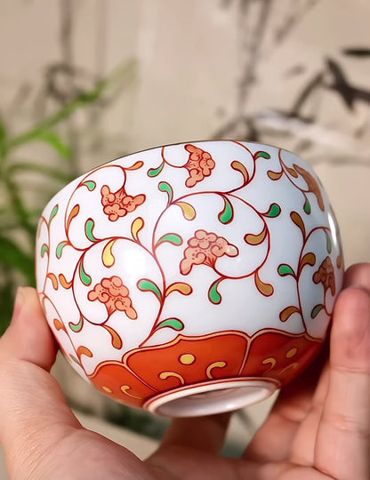 [清和堂 x Gohobi Gallery] Hand-painted Ganoderma Lucidum Pattern Egg Shape Coffee Cup Tea Cup