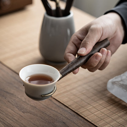 Gohobi Wooden Gongfu Tea Tools Set with Ice Grey Holder