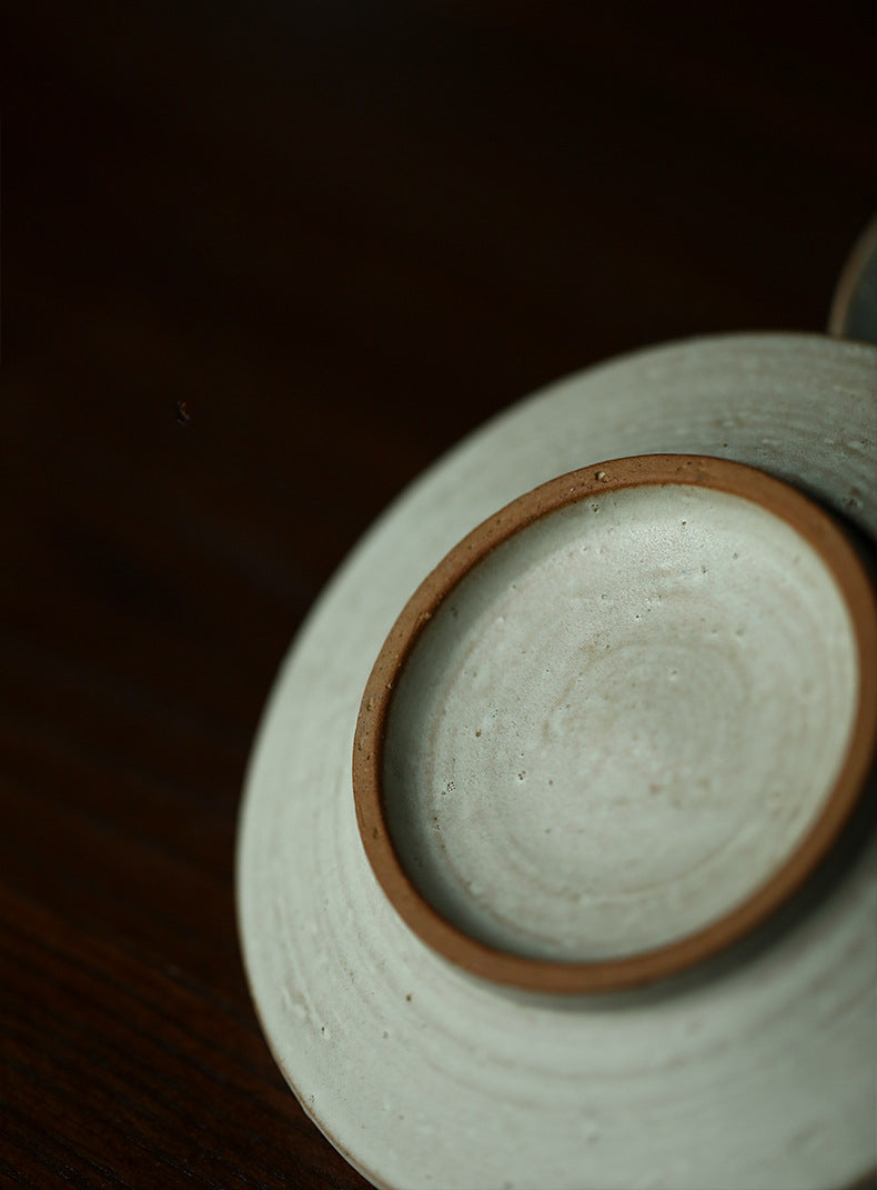 Gohobi Handmade Ceramic White Coaster Plate