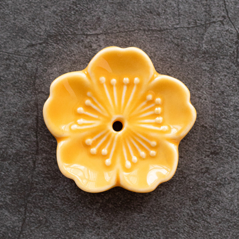 Gohobi Handmade Ceramic Flower Ornament Incense Holder