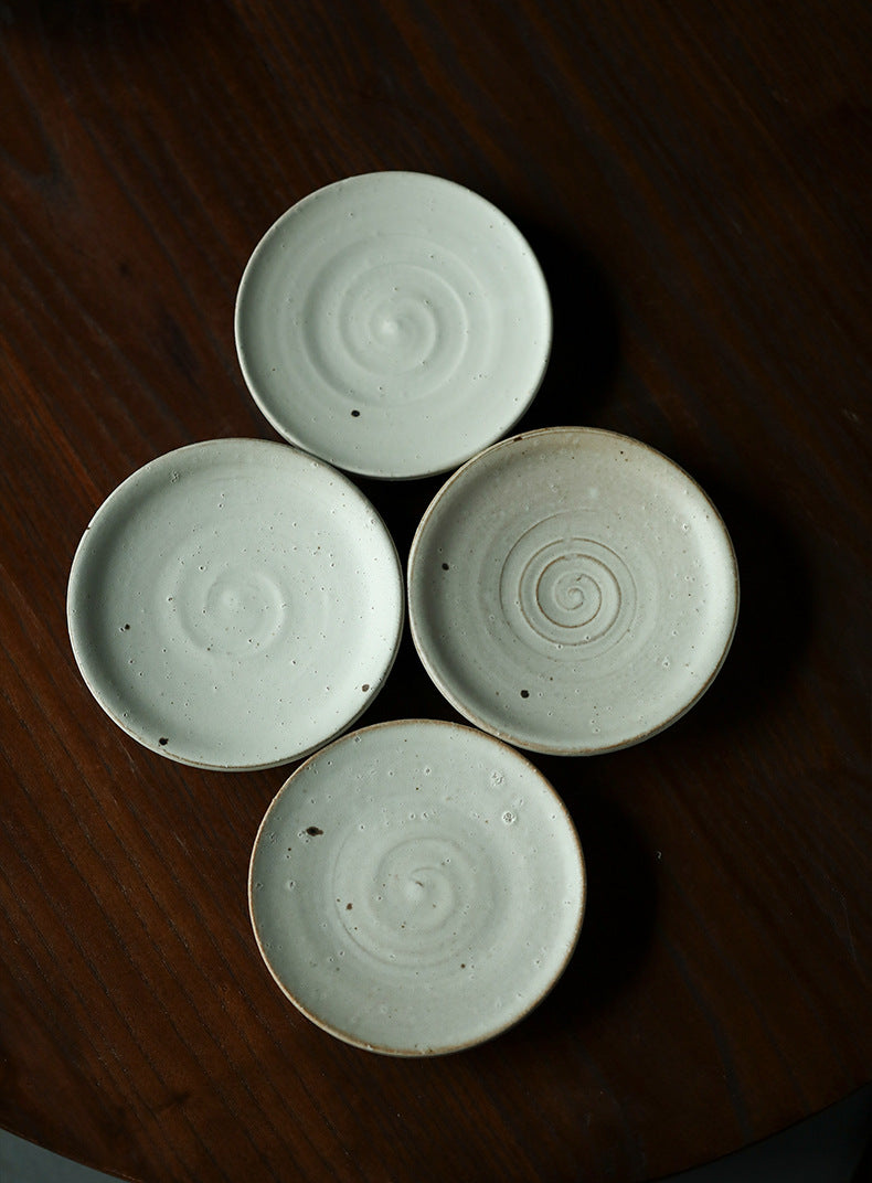 Gohobi Handmade Ceramic White Coaster Plate