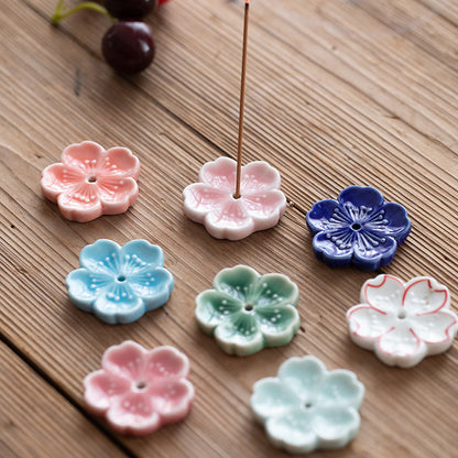 Gohobi Handmade Ceramic Flower Ornament Incense Holder