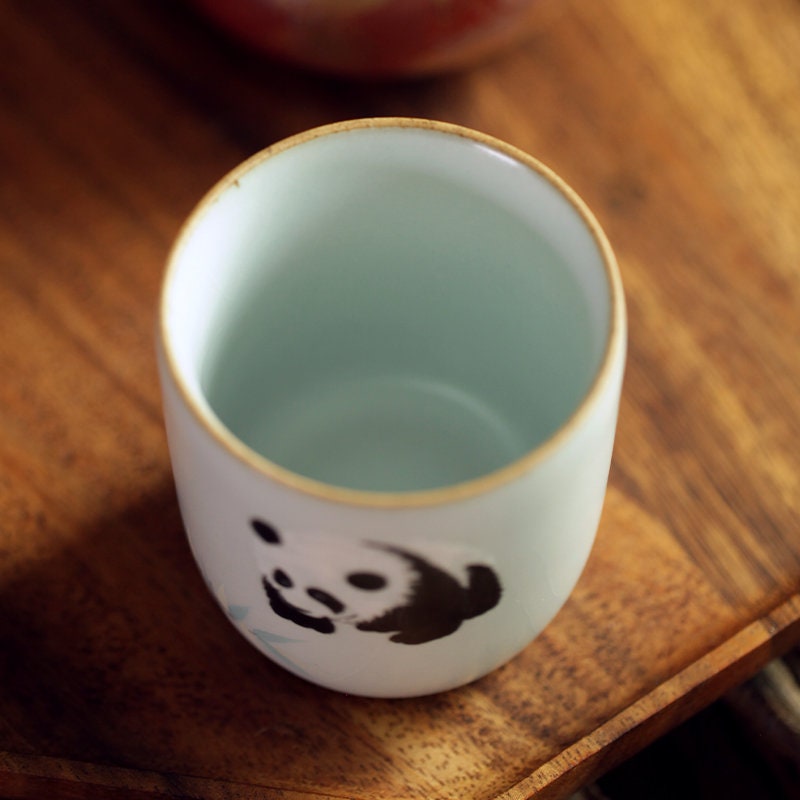 Gohobi Hand-painted Panda Tea Cup Ceramic Chinese Gongfu tea Kung fu tea Japanese Chado