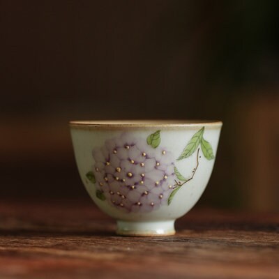 Gohobi Hand painted tea cup ceramic flowers tea cup handmade Gongfu tea gift Japanese Chado