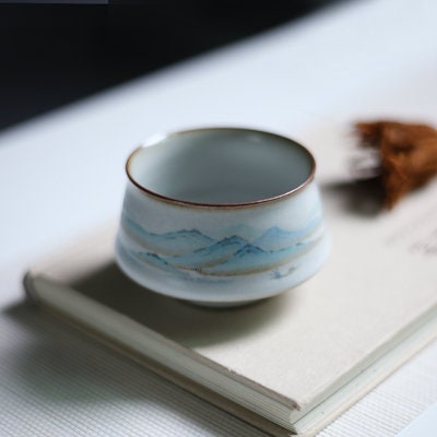 Gohobi Hand painted Mountain Tea Cup Ceramic Chinese Gongfu tea Kung fu tea Japanese Chado