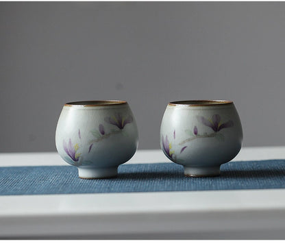 Gohobi Hand painted Magnolia Tea Cup Ceramic Chinese Gongfu tea Kung fu tea Japanese Chado